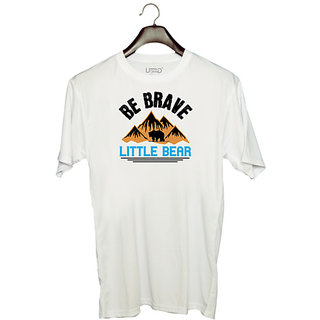                       UDNAG Unisex Round Neck Graphic 'Bear Brave | e brave little bear' Polyester T-Shirt White                                              