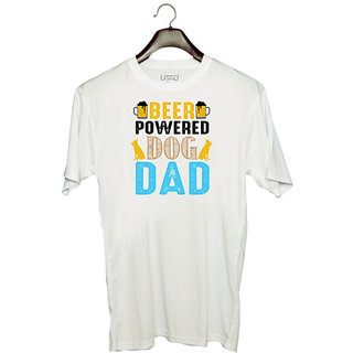                       UDNAG Unisex Round Neck Graphic 'Beer Dog Father | BEER Power Dog DAD' Polyester T-Shirt White                                              