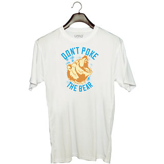                      UDNAG Unisex Round Neck Graphic 'The Bear | Dont poke the bear' Polyester T-Shirt White                                              