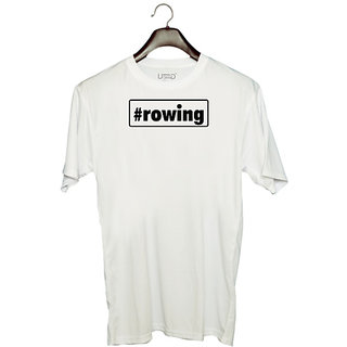                       UDNAG Unisex Round Neck Graphic '| rowing' Polyester T-Shirt White                                              