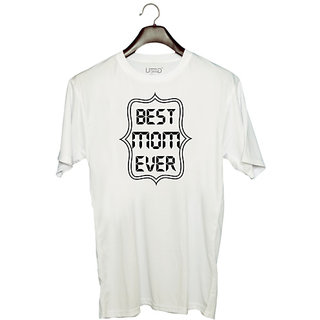                       UDNAG Unisex Round Neck Graphic 'Mother | best mom ever' Polyester T-Shirt White                                              