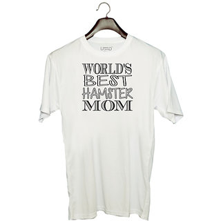                       UDNAG Unisex Round Neck Graphic 'Mother | world's best hamster mom' Polyester T-Shirt White                                              