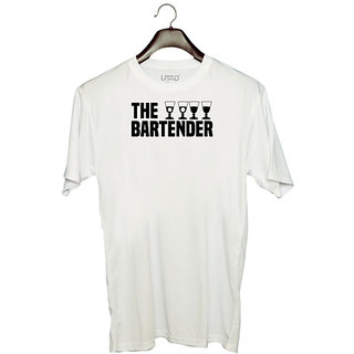                       UDNAG Unisex Round Neck Graphic 'Bartender | The bartender' Polyester T-Shirt White                                              