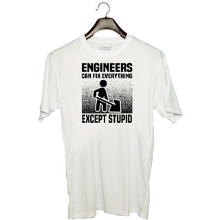                       UDNAG Unisex Round Neck Graphic 'Engineer | Engineers can fix' Polyester T-Shirt White                                              