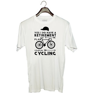                       UDNAG Unisex Round Neck Graphic 'Cycling | YES I DO HAVE A' Polyester T-Shirt White                                              