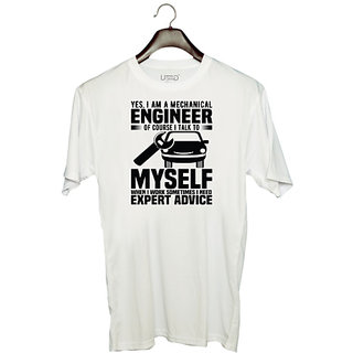                       UDNAG Unisex Round Neck Graphic 'Mechanical Engineer | Yes, I Am A Mechanical' Polyester T-Shirt White                                              