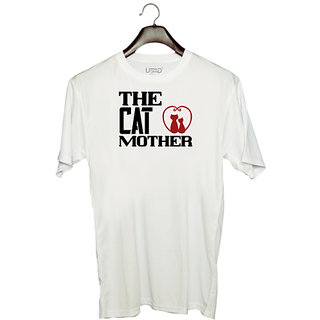                       UDNAG Unisex Round Neck Graphic 'Cat mother | the cat mother' Polyester T-Shirt White                                              