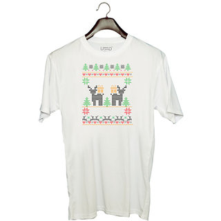                       UDNAG Unisex Round Neck Graphic 'Illustration | Template 48' Polyester T-Shirt White                                              