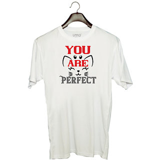                       UDNAG Unisex Round Neck Graphic 'Perfect | you are perfect' Polyester T-Shirt White                                              