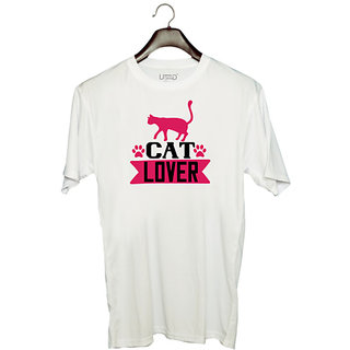                       UDNAG Unisex Round Neck Graphic 'Cat | cat lover 01' Polyester T-Shirt White                                              