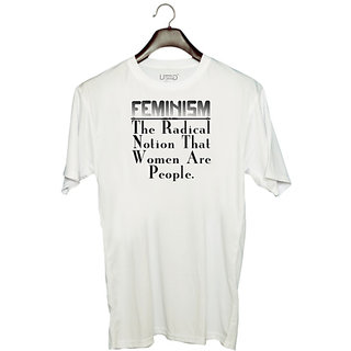                       UDNAG Unisex Round Neck Graphic 'Feminism | eminism the radical' Polyester T-Shirt White                                              