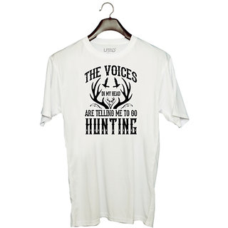                       UDNAG Unisex Round Neck Graphic 'Hunter | The voices' Polyester T-Shirt White                                              