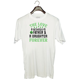                       UDNAG Unisex Round Neck Graphic 'Father Daughter | the love between father & adoughter' Polyester T-Shirt White                                              
