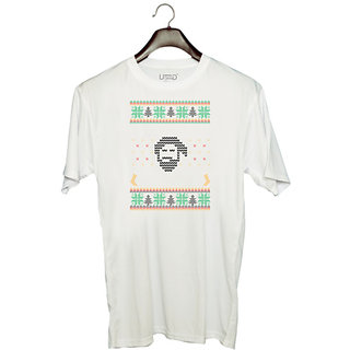                       UDNAG Unisex Round Neck Graphic 'Illustration | Template 32' Polyester T-Shirt White                                              