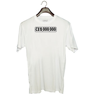                       UDNAG Unisex Round Neck Graphic 'CEO | ceo,000,000' Polyester T-Shirt White                                              