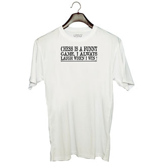                       UDNAG Unisex Round Neck Graphic 'Chess | chess a funny' Polyester T-Shirt White                                              