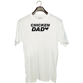                       UDNAG Unisex Round Neck Graphic 'Father | chicken dad' Polyester T-Shirt White                                              