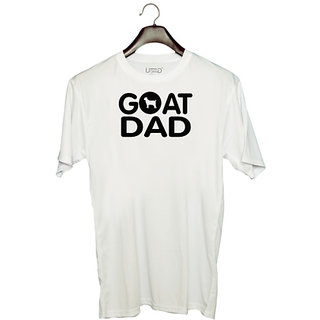                       UDNAG Unisex Round Neck Graphic 'Father | goat dad' Polyester T-Shirt White                                              