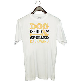                       UDNAG Unisex Round Neck Graphic 'Dog | Dog is  spelled backward' Polyester T-Shirt White                                              