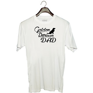                       UDNAG Unisex Round Neck Graphic 'Father | olden retriever dad' Polyester T-Shirt White                                              