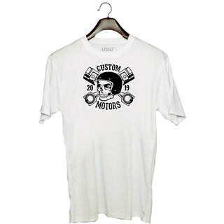                       UDNAG Unisex Round Neck Graphic 'Death | Custom' Polyester T-Shirt White                                              