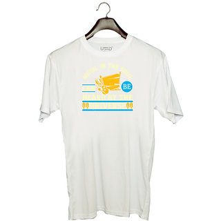                       UDNAG Unisex Round Neck Graphic 'Music | Music in the soul can be heard by the universe' Polyester T-Shirt White                                              
