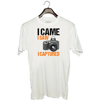                       UDNAG Unisex Round Neck Graphic 'Photographer | I came I saw I captured' Polyester T-Shirt White                                              