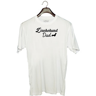                       UDNAG Unisex Round Neck Graphic 'Father | dachohund dad' Polyester T-Shirt White                                              