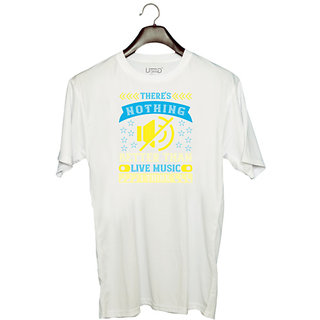                       UDNAG Unisex Round Neck Graphic 'Music | There's nothing better than live music, I think' Polyester T-Shirt White                                              