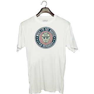                       UDNAG Unisex Round Neck Graphic 'Boxing | When I'm not boxing, I play instruments' Polyester T-Shirt White                                              