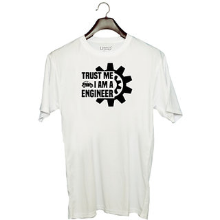                       UDNAG Unisex Round Neck Graphic 'Mechanical Engineer | Trust me 3' Polyester T-Shirt White                                              