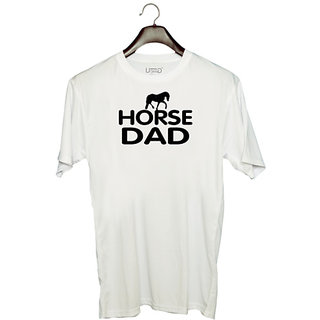                       UDNAG Unisex Round Neck Graphic 'Father | horse dad' Polyester T-Shirt White                                              