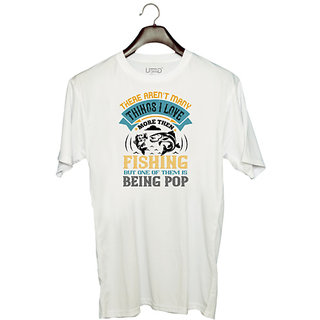                       UDNAG Unisex Round Neck Graphic 'Fishing | THERE AREN'T MANY THINGS I LOVE' Polyester T-Shirt White                                              