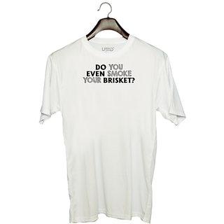                       UDNAG Unisex Round Neck Graphic '| do you even smoke' Polyester T-Shirt White                                              