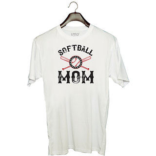                       UDNAG Unisex Round Neck Graphic 'Mother, Softball | softball mom copy' Polyester T-Shirt White                                              