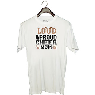                       UDNAG Unisex Round Neck Graphic 'Mother | Loud & proud cheer mom' Polyester T-Shirt White                                              