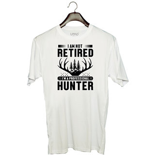                       UDNAG Unisex Round Neck Graphic 'Retired | I am not' Polyester T-Shirt White                                              