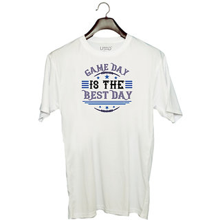                       UDNAG Unisex Round Neck Graphic 'Game day | Game day is the best day' Polyester T-Shirt White                                              