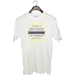                      UDNAG Unisex Round Neck Graphic 'Mother | beaing mother' Polyester T-Shirt White                                              