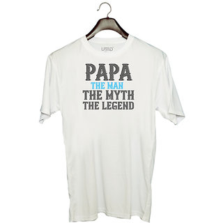                       UDNAG Unisex Round Neck Graphic 'Father Legend | papa the man the myth the legend' Polyester T-Shirt White                                              