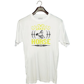                       UDNAG Unisex Round Neck Graphic 'Horse | crazy horse' Polyester T-Shirt White                                              