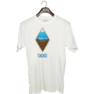                       UDNAG Unisex Round Neck Graphic '| Toronto' Polyester T-Shirt White                                              