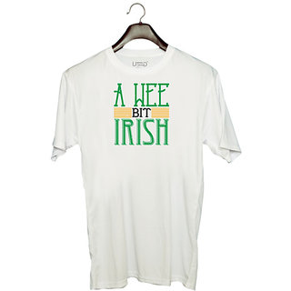                       UDNAG Unisex Round Neck Graphic 'Irish | a wee bit irish2' Polyester T-Shirt White                                              