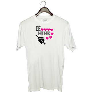                       UDNAG Unisex Round Neck Graphic 'Love | be mine' Polyester T-Shirt White                                              