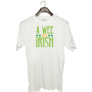                       UDNAG Unisex Round Neck Graphic 'Irish | a wee bit irish' Polyester T-Shirt White                                              