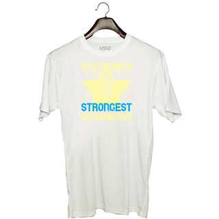                       UDNAG Unisex Round Neck Graphic 'Music | Music is the strongest form of magic' Polyester T-Shirt White                                              