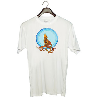                       UDNAG Unisex Round Neck Graphic 'Illustration | Dog Art' Polyester T-Shirt White                                              