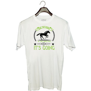                       UDNAG Unisex Round Neck Graphic 'Horse | Ride the horse in the direction it's going' Polyester T-Shirt White                                              