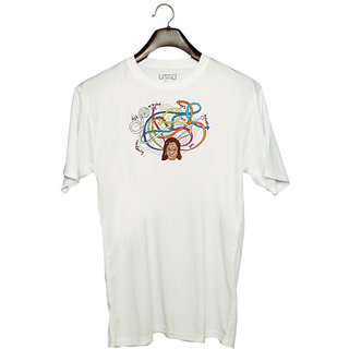                       UDNAG Unisex Round Neck Graphic '| Mind' Polyester T-Shirt White                                              