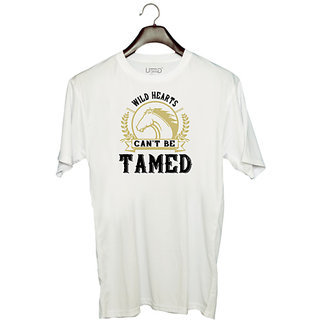                       UDNAG Unisex Round Neck Graphic 'Horse | wild hearts cant be tamed' Polyester T-Shirt White                                              